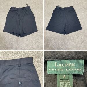 Lauren Ralph Lauren womens SHORT wide leg high waist size 8 black 100% silk